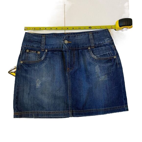 Y2K Yield Global Denim Jean Mini Skirt Preppy Size 6/28 100% Cotton 5 Pocket - Picture 4 of 5